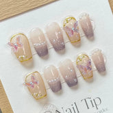 Purple Glitter Butterfly - Press on Nails