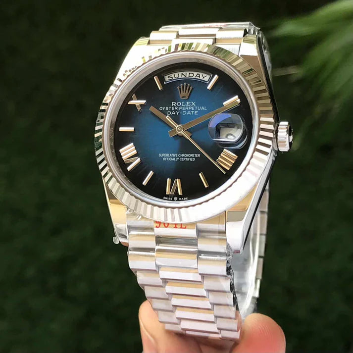 Day Date Silver/Blue Watch