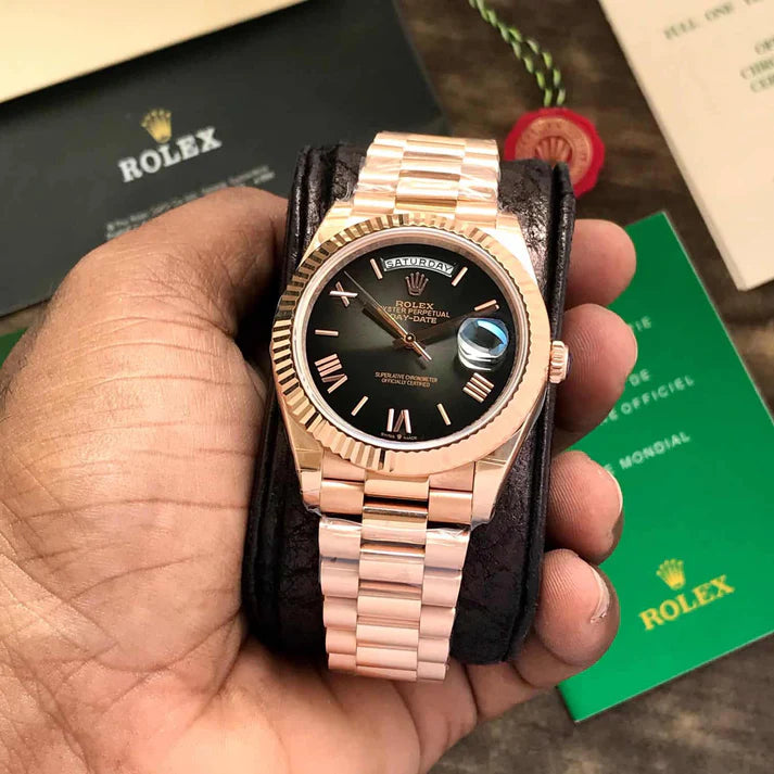 Day Date Rose Gold/Black Watch
