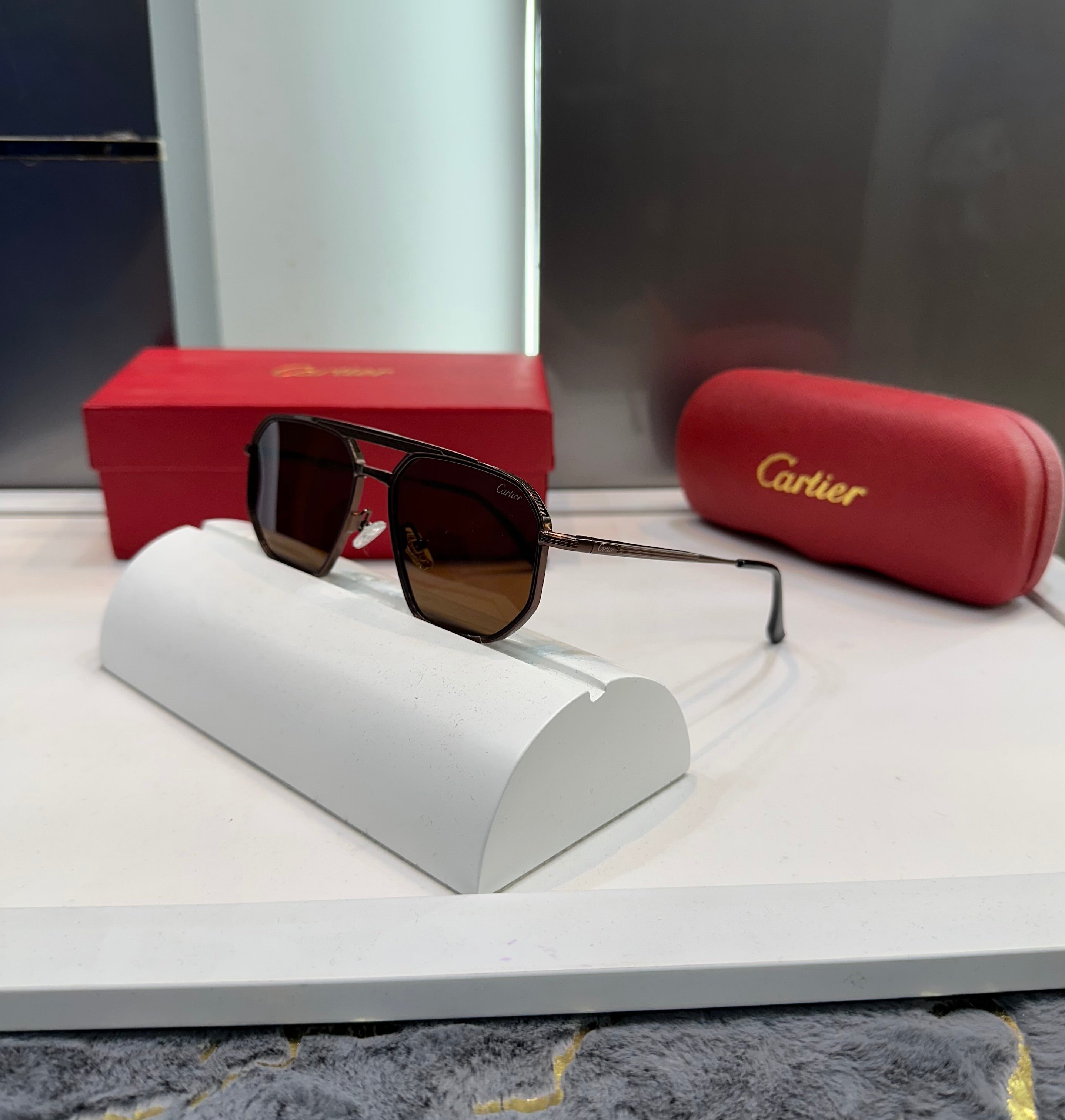 Cartier Brown Metal Limited Edition Luxury Shade With Original Packing