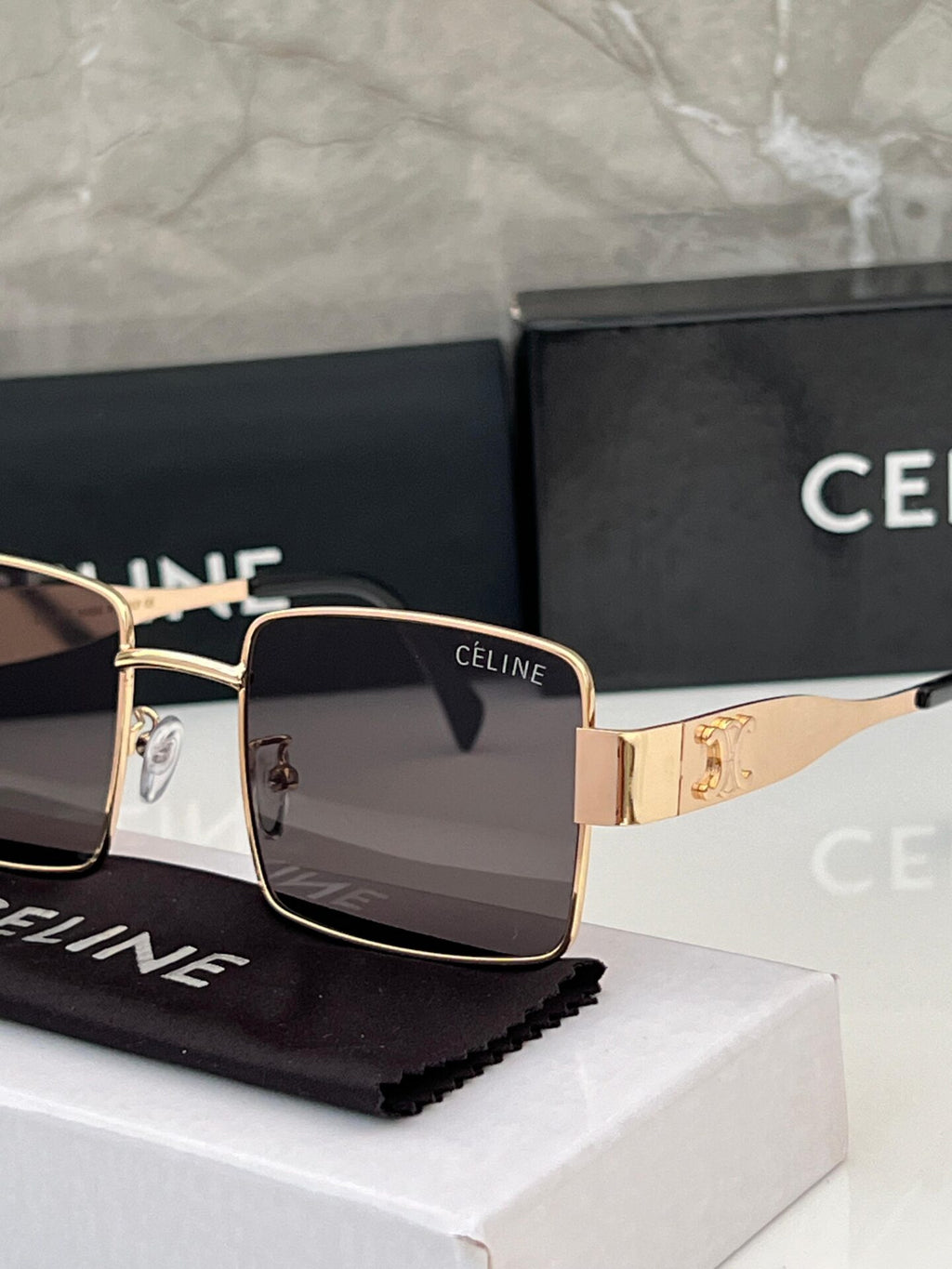 Square Sunglasses with Gold Frame