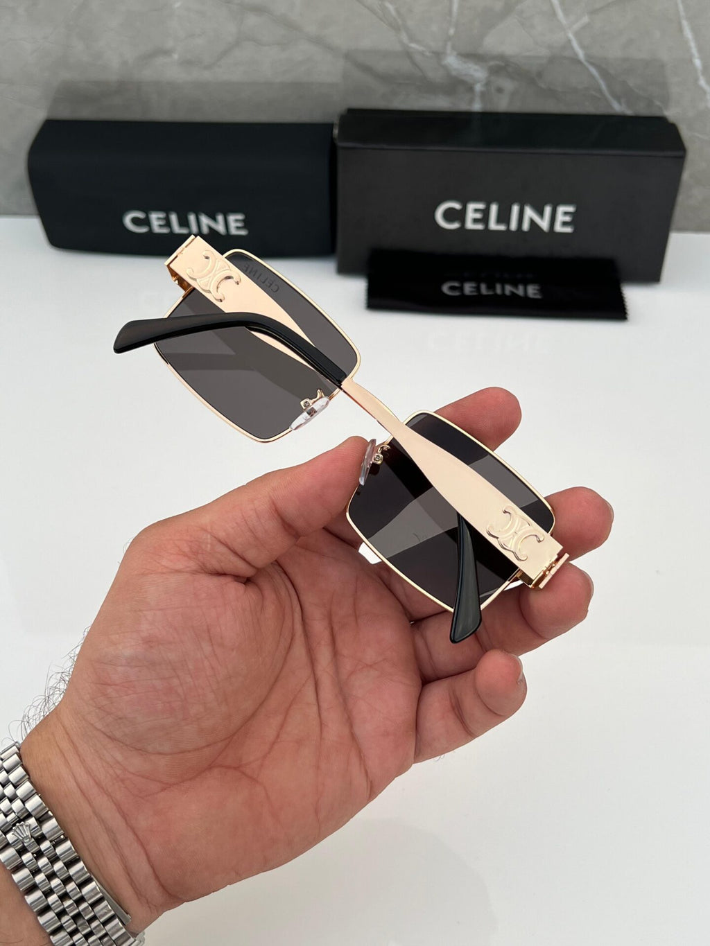 Square Sunglasses with Gold Frame