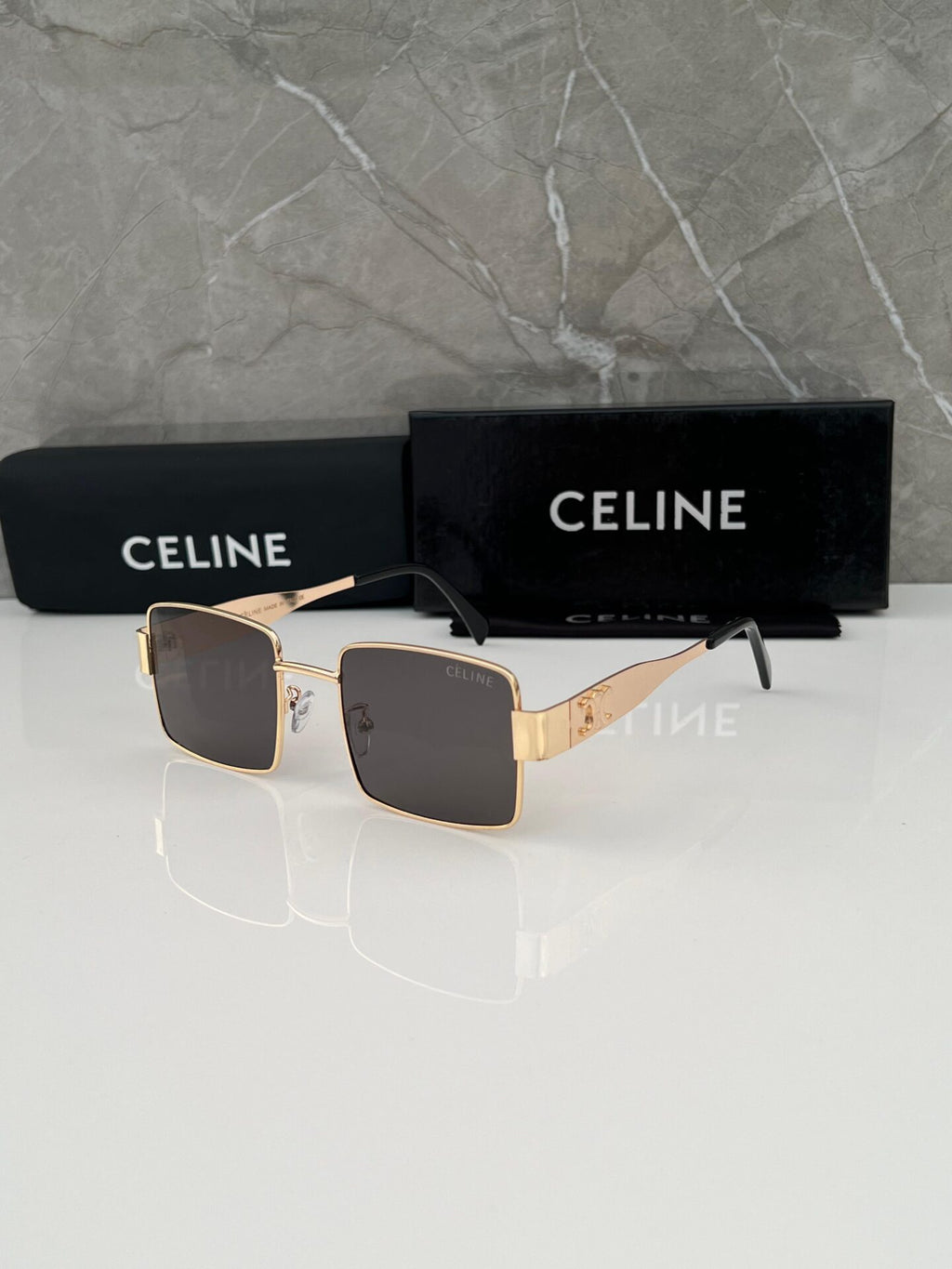 Square Sunglasses with Gold Frame
