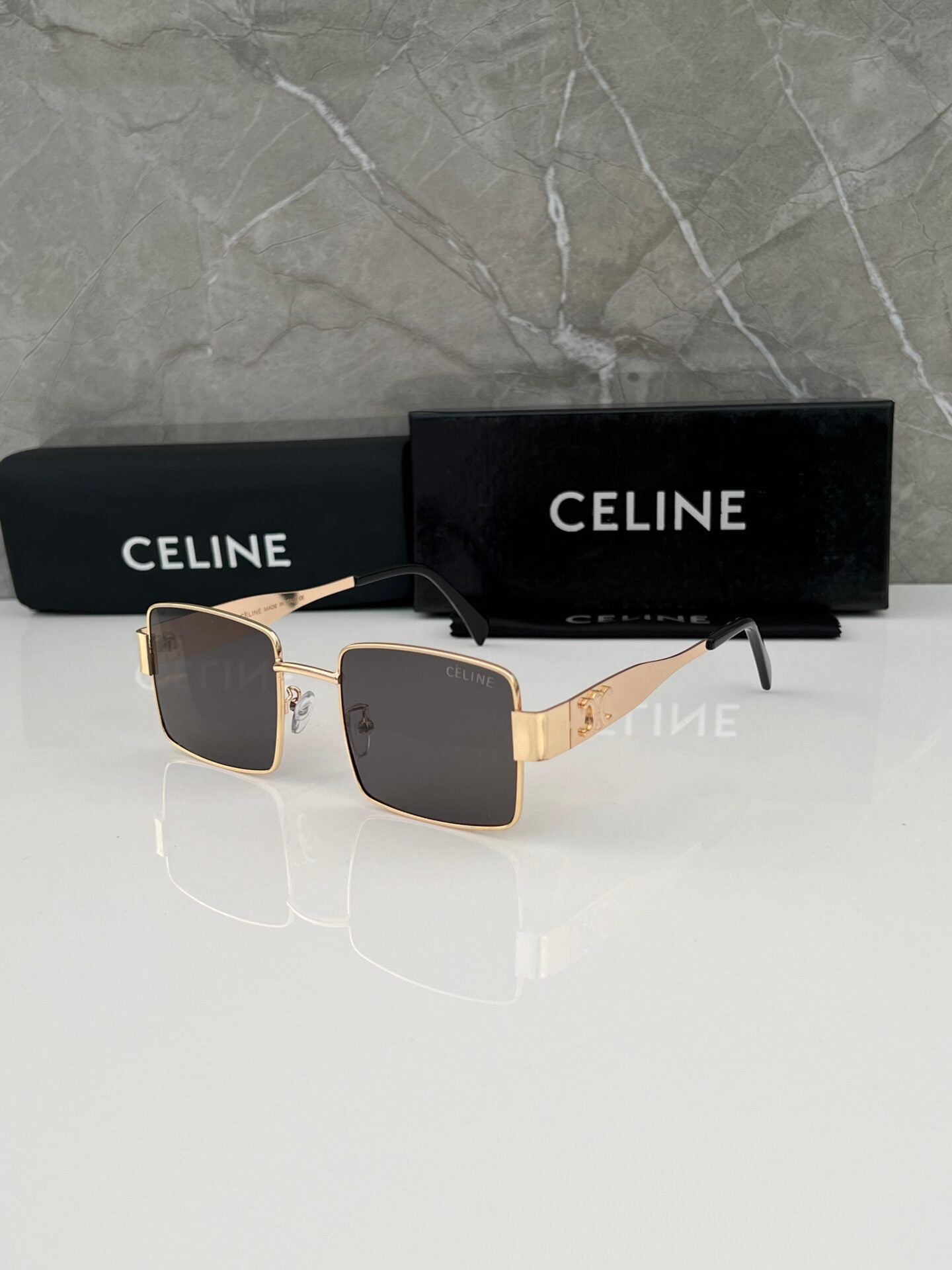 Square Sunglasses with Gold Frame