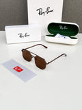 Stylish Hexagonal Sunglasses with Brown Lenses