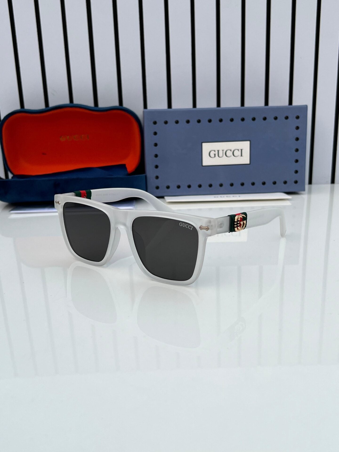 UV Protection White Square Sunglasses