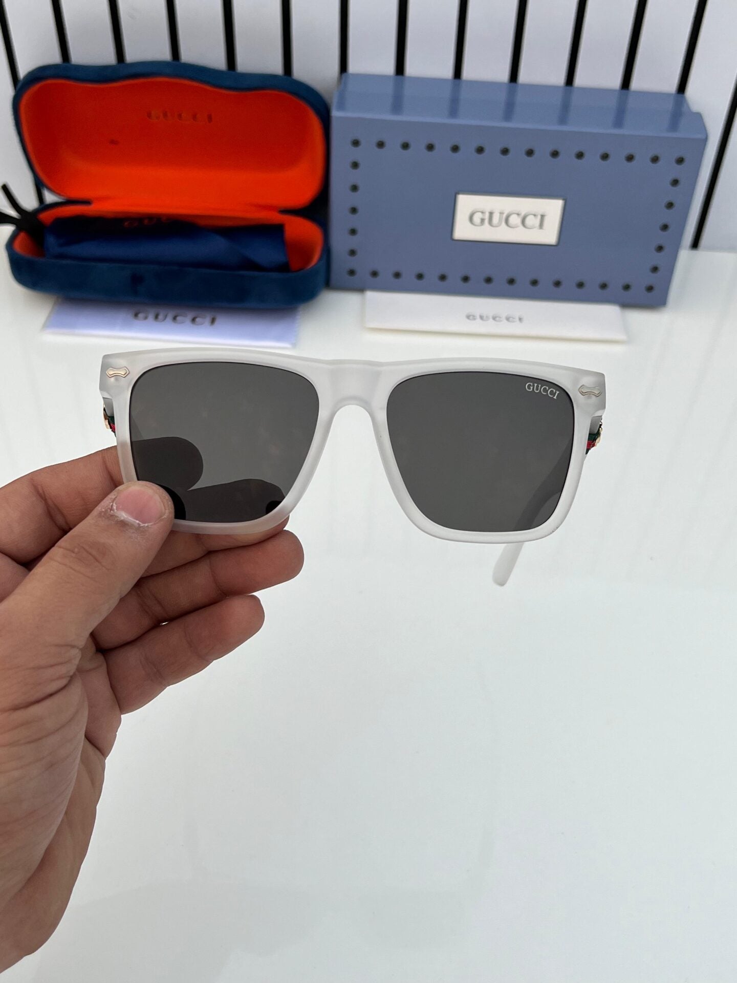 UV Protection White Square Sunglasses