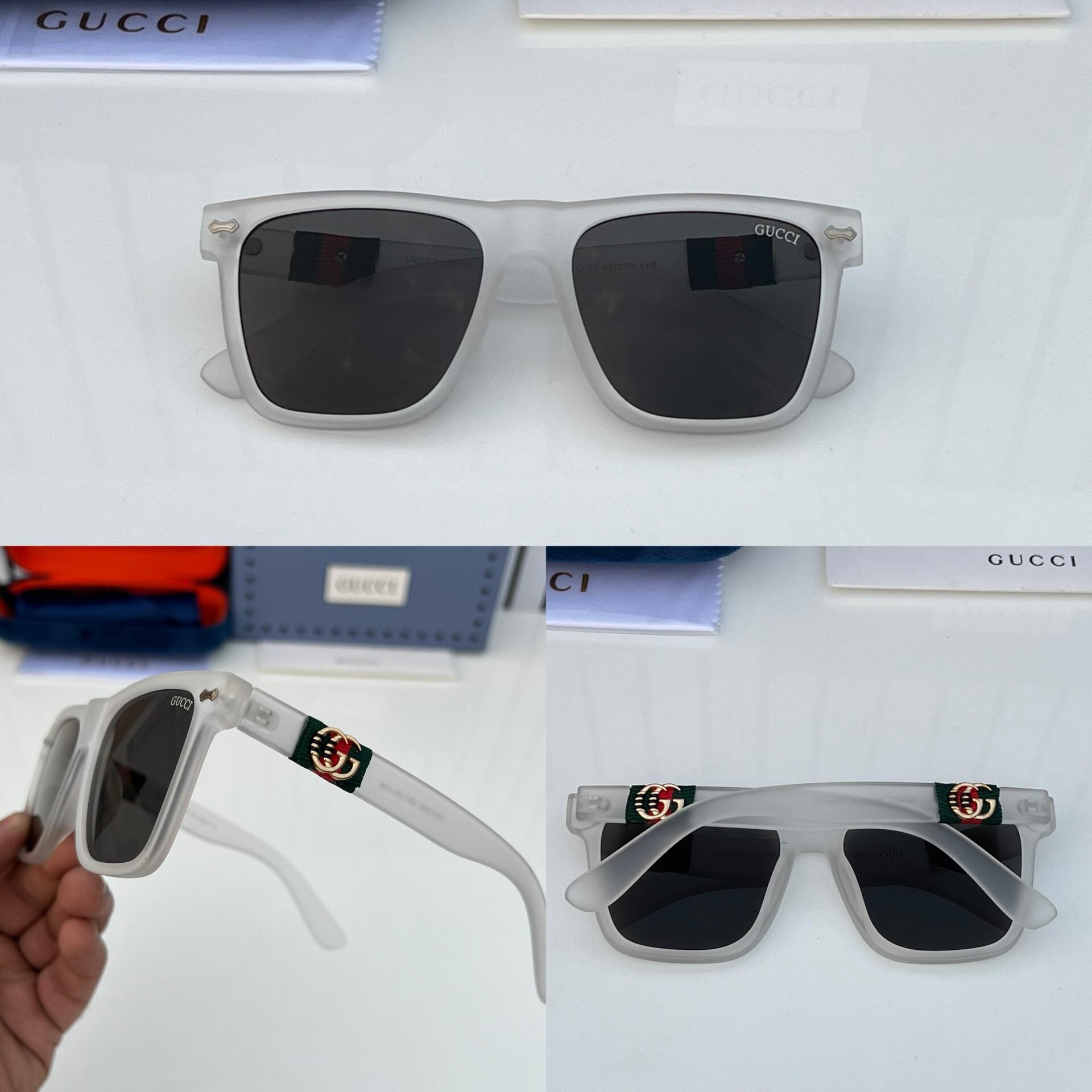 UV Protection White Square Sunglasses