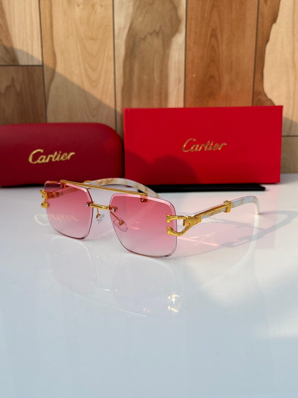 Pink Gradient Gold-Toned  Men’s Sunglasses