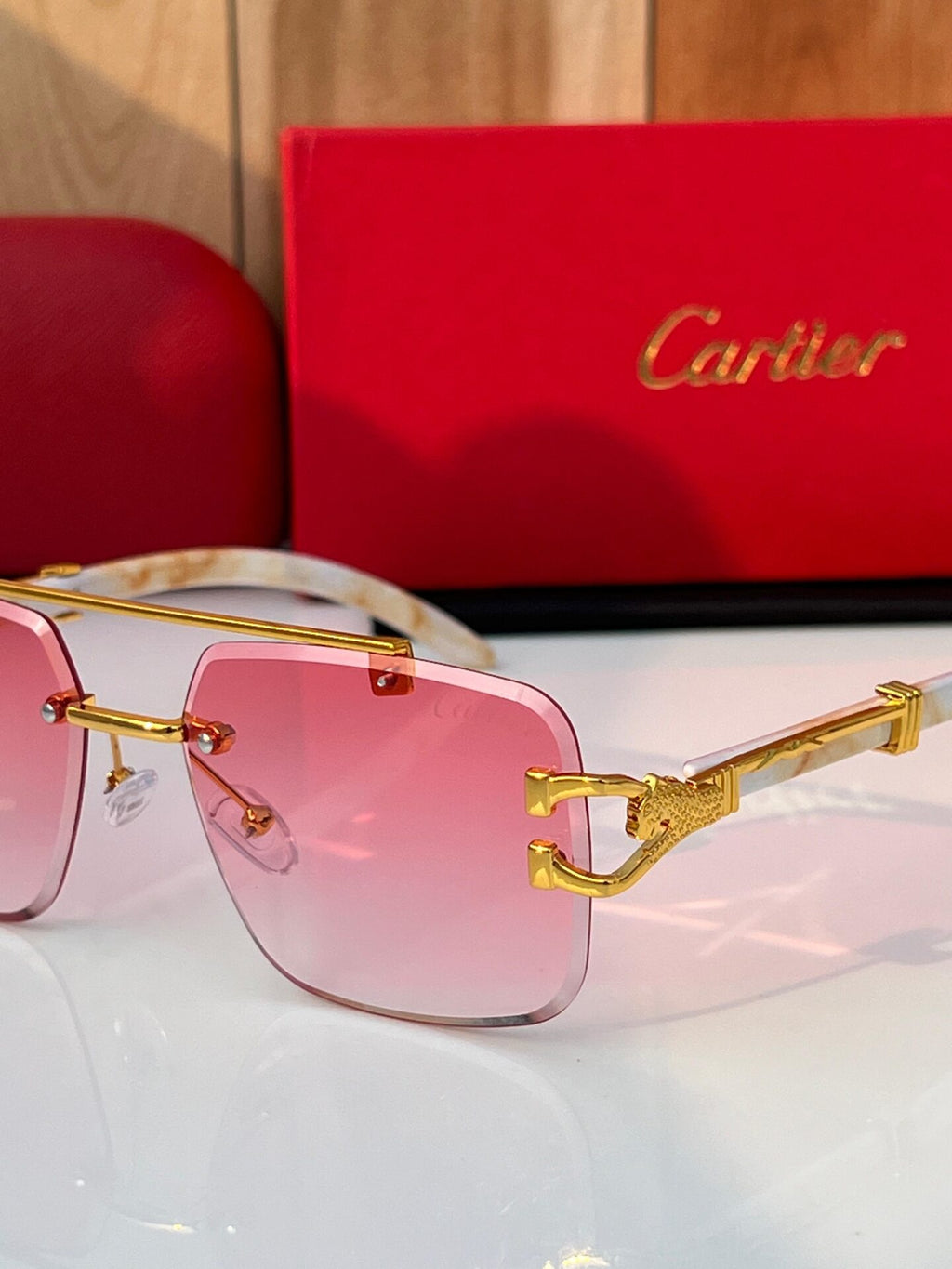 Pink Gradient Gold-Toned  Men’s Sunglasses