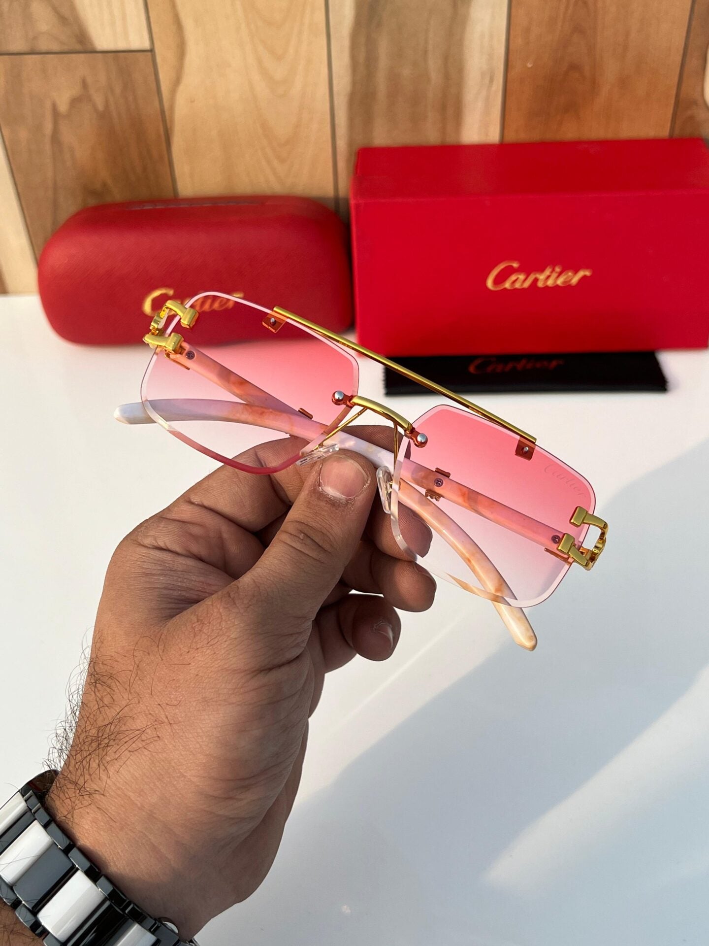 Pink Gradient Gold-Toned  Men’s Sunglasses