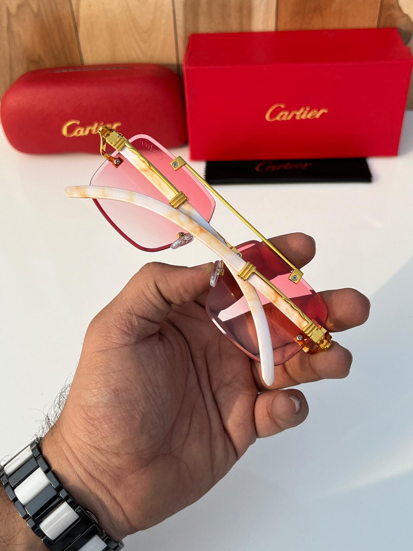 Pink Gradient Gold-Toned  Men’s Sunglasses