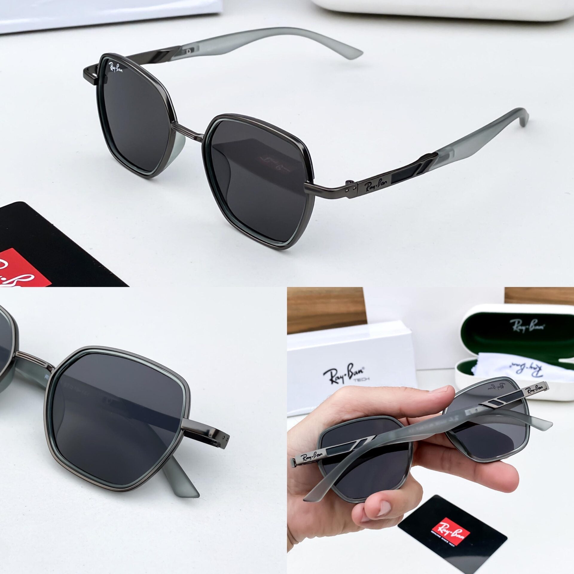 Gray Hexagonal Sunglasses