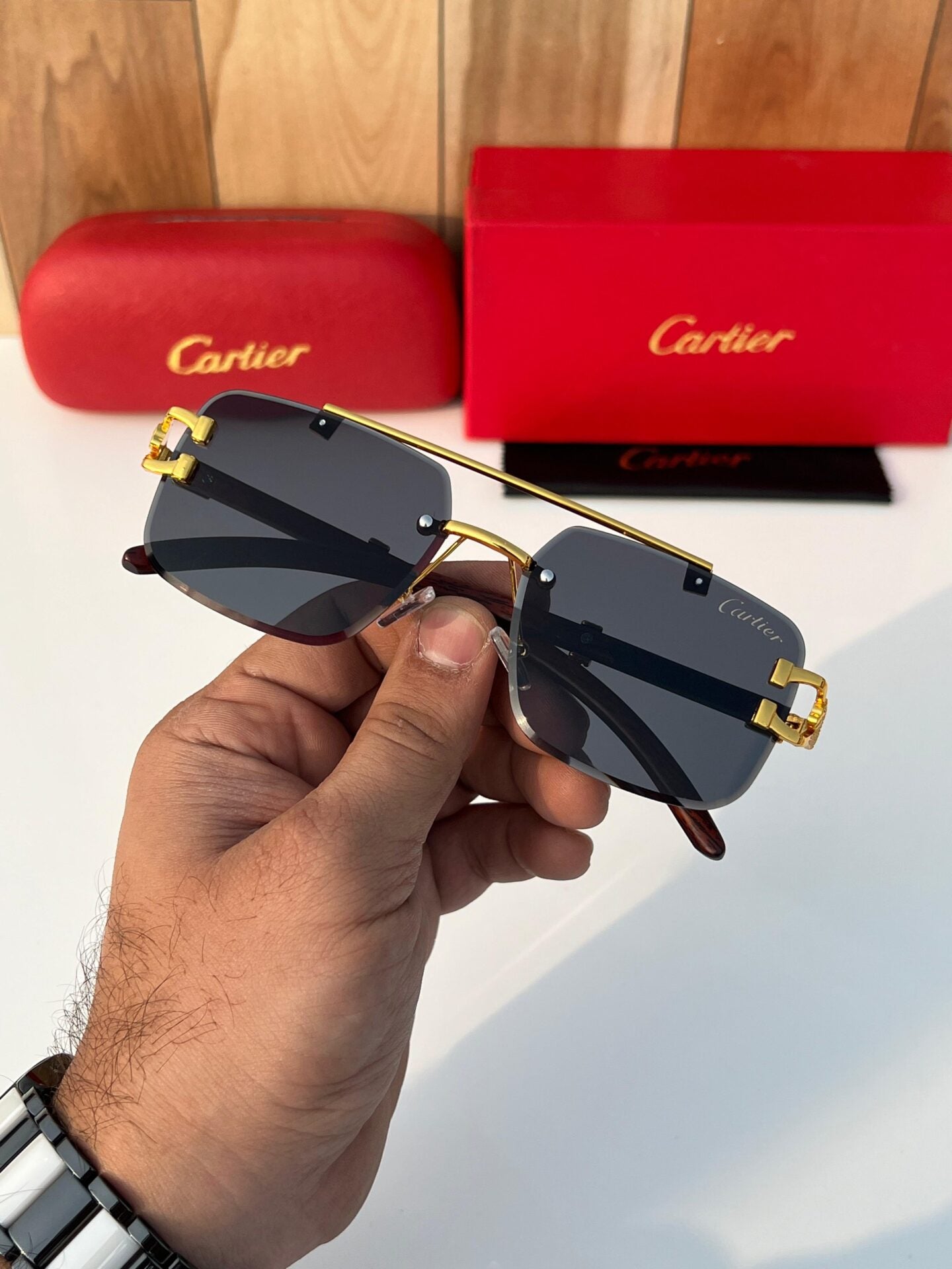 Black Gold-Toned Sunglasses