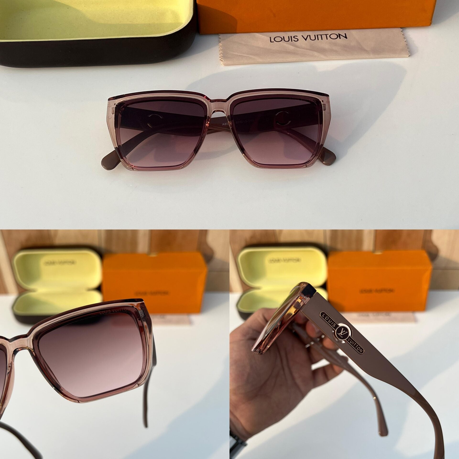 Brown Gradient Square Sunglasses