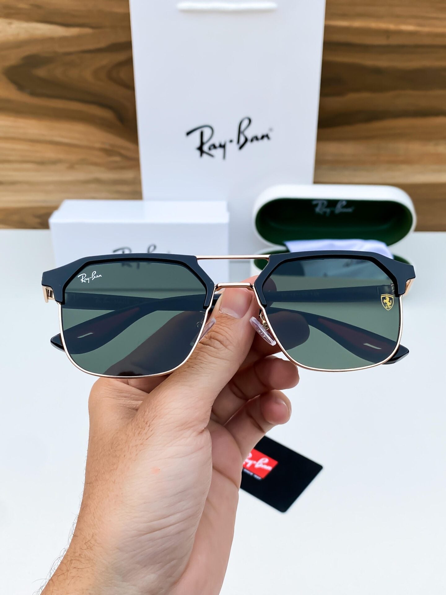 Black & Gold Aviator Sunglasses for Men