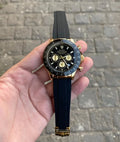 Dial Gold Case Silicon Strap Stylish Watch For Men