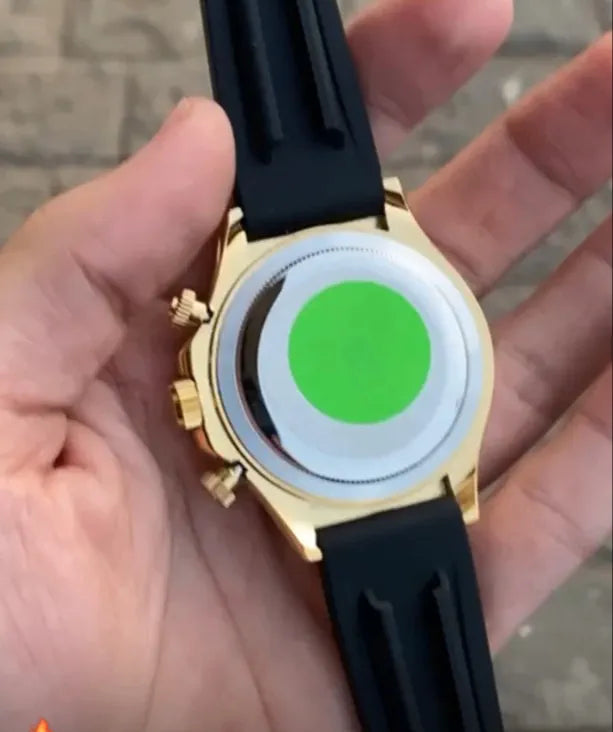 Dial Gold Case Silicon Strap Stylish Watch For Men