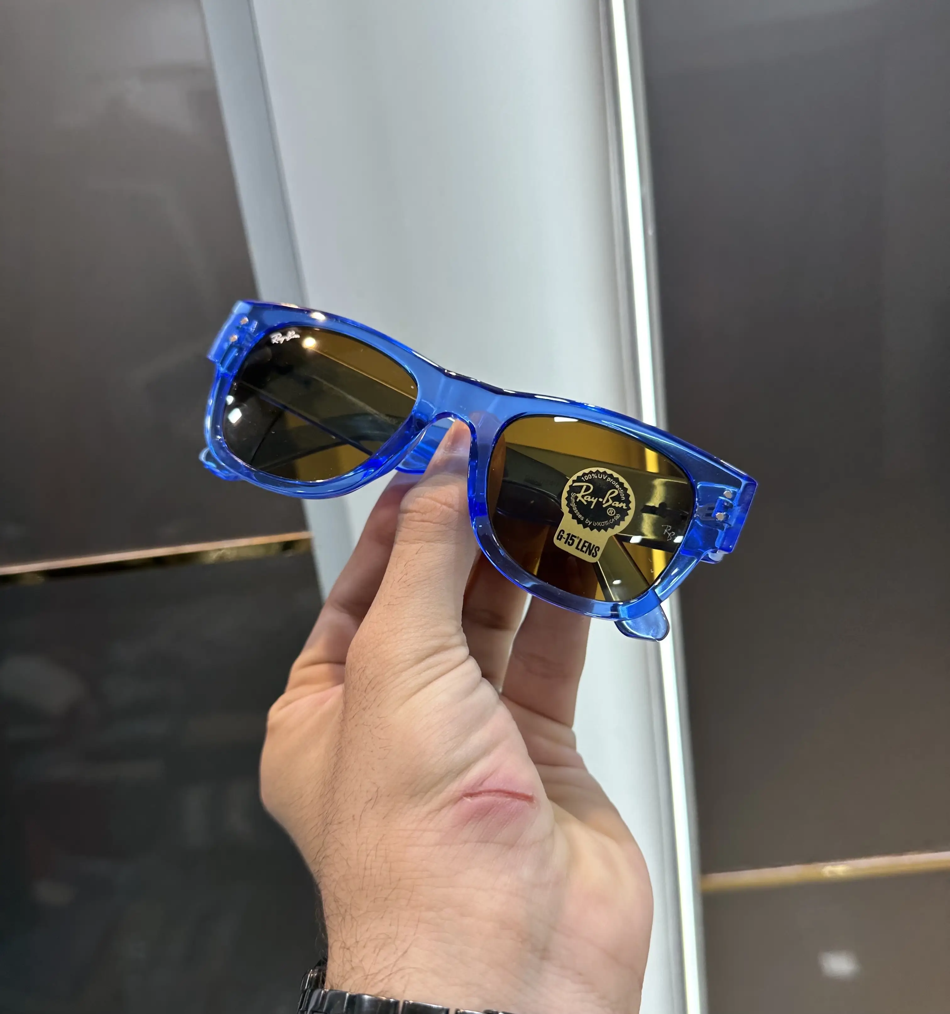 Ray Ban Mega Wayfarer Blue Brown Premium Shades 840