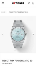 Tissot PrX Automatic sky Blue Watch